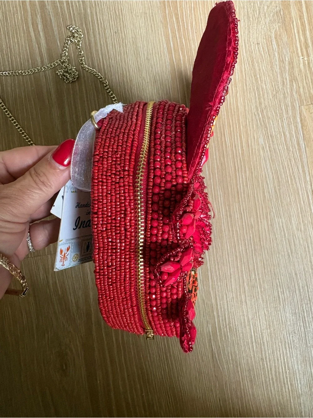 🦀 Viral Beaded Crab Bag with Gold Chain Strap